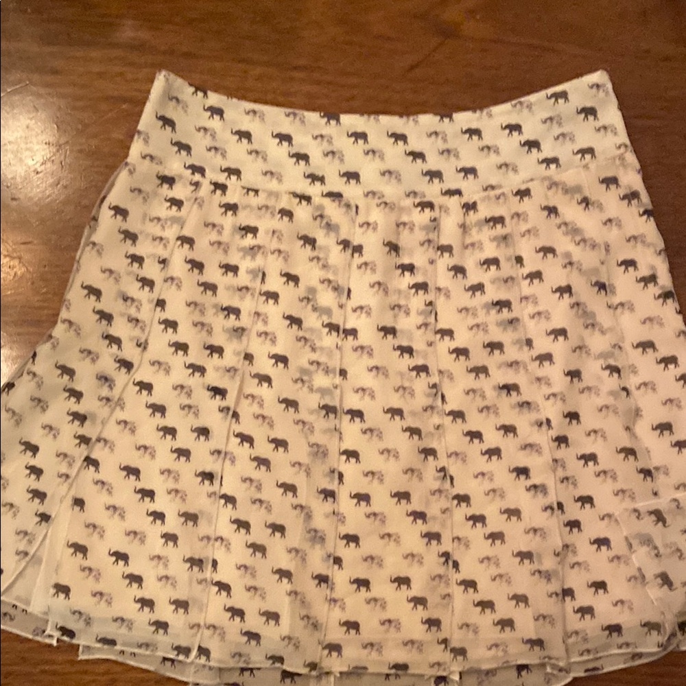 Club Monaco Women's Cream Skirt with Elephant Print